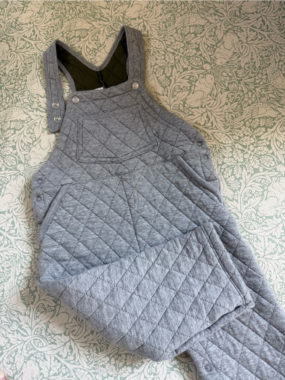 Petit Bateau Quilted Light Gray Overalls